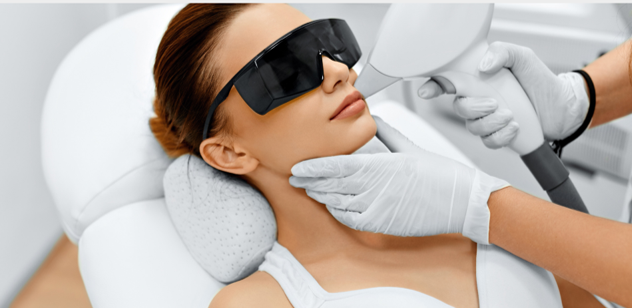 Woman getting laser hair removal